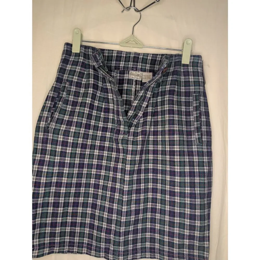 Vintage 100% cotton plaid mini skirt